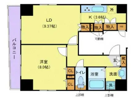ガリシア日本橋水天宮II(1LDK/10階)の間取り写真