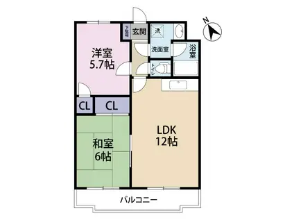コンフォール富士(2LDK/2階)の間取り写真