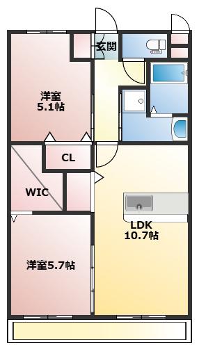 レリアテラス川内南(2LDK/3階)の間取り写真