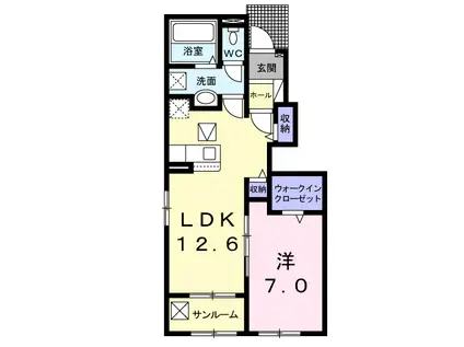 アルメールB(1LDK/1階)の間取り写真