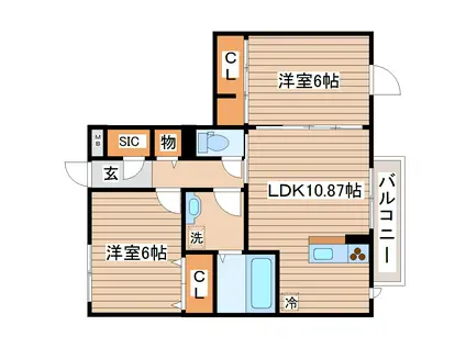 リアントゥール(2LDK/1階)の間取り写真