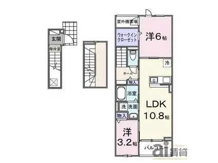 ピースフルIII(2LDK/3階)の間取り写真
