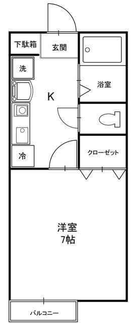 エトランス西坂(1K/1階)の間取り写真