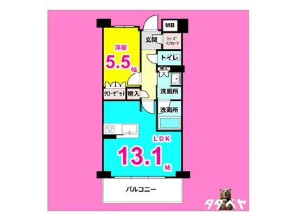 グランマスト白壁二丁目(1LDK/5階)の間取り写真