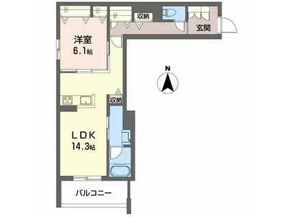 シャーメゾン ソルコート 上中条(1LDK/2階)の間取り写真