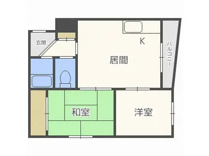 サンエス宮の森フラット(2DK/3階)の間取り写真