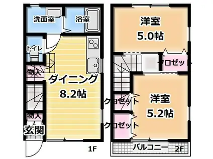 ハイツファイン(2DK/1階)の間取り写真