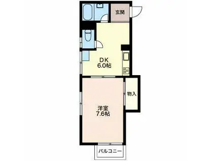 コーポピュア(1DK/2階)の間取り写真