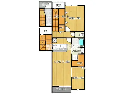 メルヴェイユ(2LDK/3階)の間取り写真