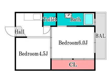 ビレッジハウス真壁(2K/4階)の間取り写真