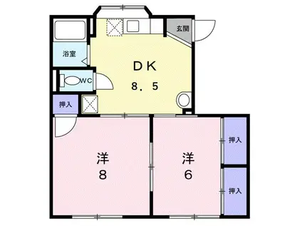 グリーンハイツA(2DK/1階)の間取り写真