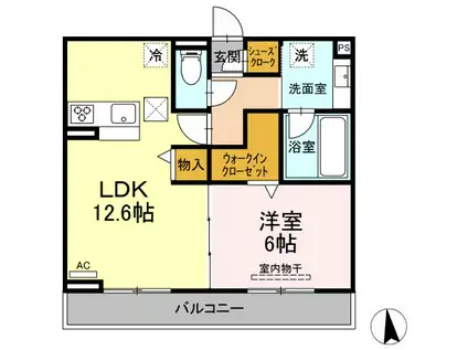 アルデバラン(1LDK/1階)の間取り写真