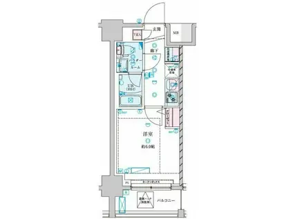 GENOVIA平塚IV(1K/9階)の間取り写真
