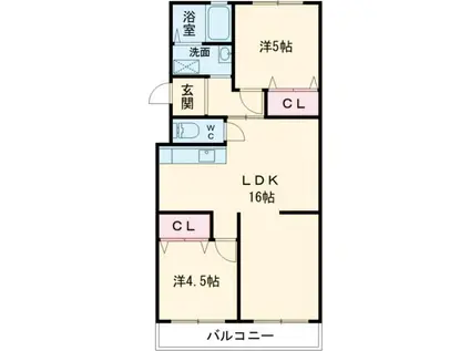 グリーンハイム山口(2LDK/4階)の間取り写真