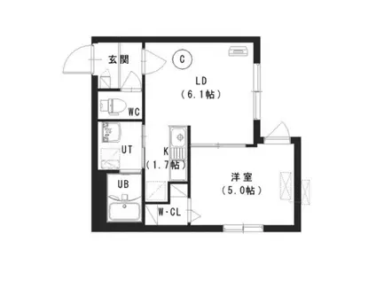 ルチアーノ発寒南(1LDK/1階)の間取り写真