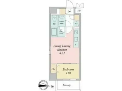 ルネフラッツ名駅南(1LDK/9階)の間取り写真