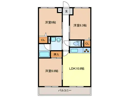 サンパレス(3LDK/2階)の間取り写真