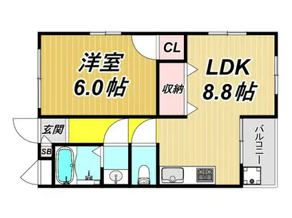 ハイツ安倉(1LDK/1階)の間取り写真