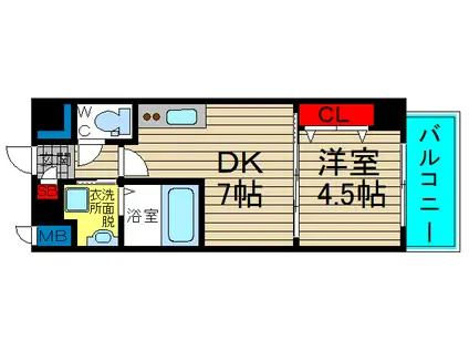 グランパシフィック泉尾リュクス(1DK/4階)の間取り写真