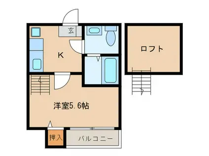 TJコーポ(1K/2階)の間取り写真