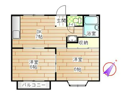 ベルメゾン・夏目(2DK/2階)の間取り写真