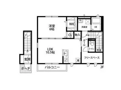 オーランジェE(1LDK/2階)の間取り写真