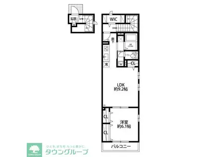 アムール橘(1LDK/2階)の間取り写真