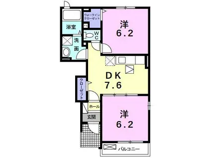 ブルー コスモ(2DK/1階)の間取り写真