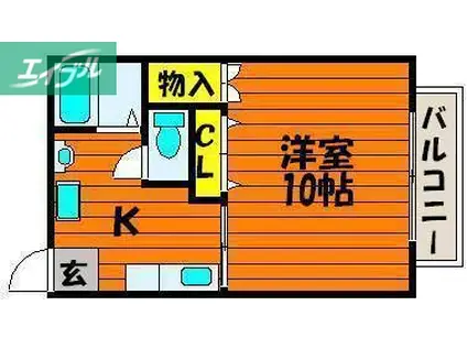 ドムスフローラF(1K/2階)の間取り写真