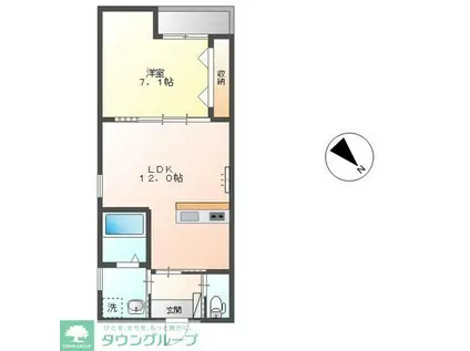 熊谷市新堀スイートテラス(1LDK/3階)の間取り写真