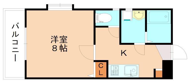 ピュア平尾参番館(1K/3階)の間取り写真