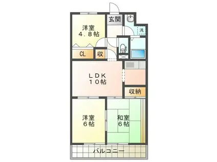 カーサエテルノ(3LDK/4階)の間取り写真