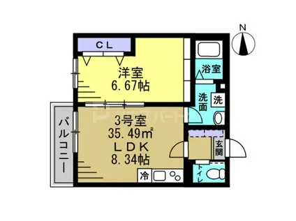 セミカ葛城 II(1LDK/2階)の間取り写真