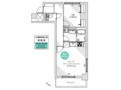 フォルトゥナ日本橋(1LDK/8階)の間取り写真