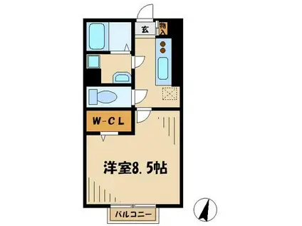 ルインズ・イン・マルヤマ(1K/2階)の間取り写真