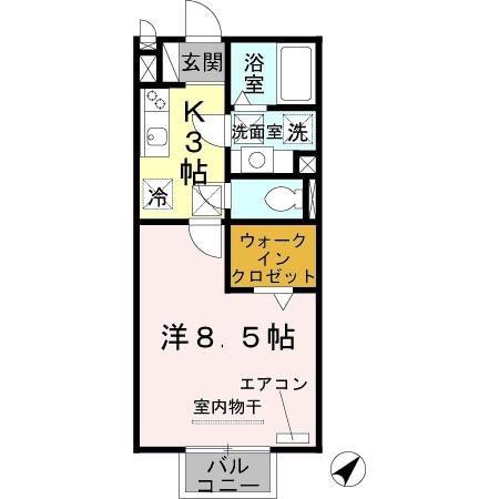 ビヤンリズム(1K/1階)の間取り写真