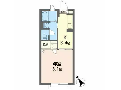 北上ステーション・アベニューD(1K/1階)の間取り写真