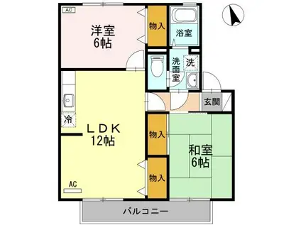ブレスガーデン II棟(2LDK/2階)の間取り写真