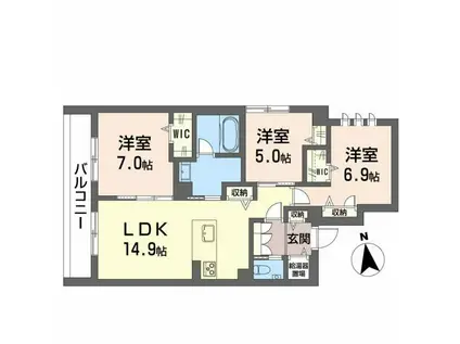 ポルターナII(3LDK/3階)の間取り写真