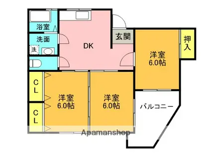 南田宮3DK マンション(3DK/4階)の間取り写真