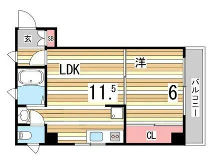 三木ビル(1LDK/3階)の間取り写真