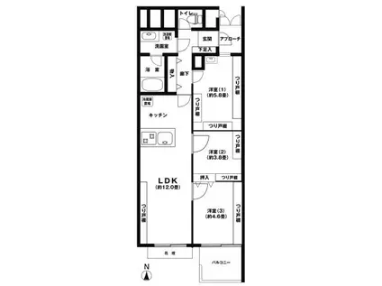 代々木ニューハイツ(3LDK/2階)の間取り写真