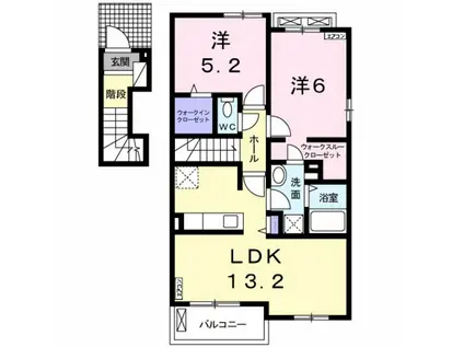 クレア・フォートII(2LDK/2階)の間取り写真