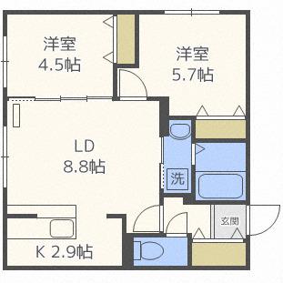 LUXE MARUYAMA(2LDK/4階)の間取り写真