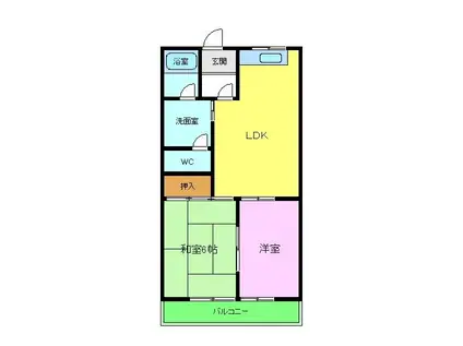 グリーンベルノモリ(2LDK/2階)の間取り写真