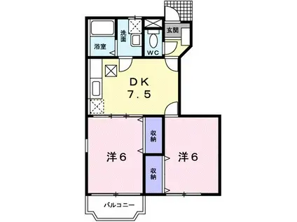 グランパルク B(2DK/1階)の間取り写真