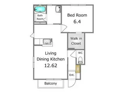 ファミール D(1LDK/1階)の間取り写真