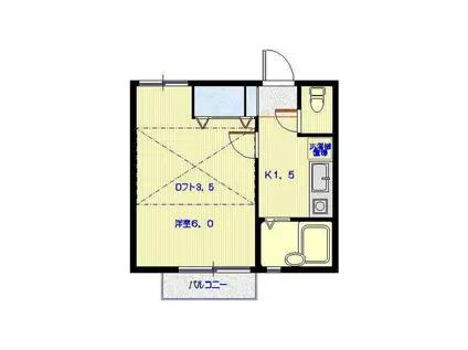 アムール上大岡(1K/2階)の間取り写真