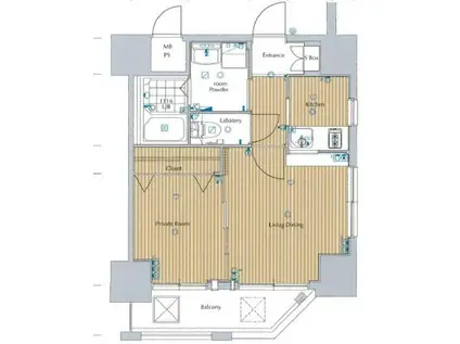 ネストピア博多駅前(1LDK/3階)の間取り写真