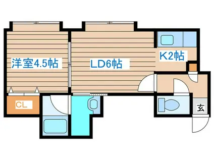 K・Z北円山(1LDK/3階)の間取り写真